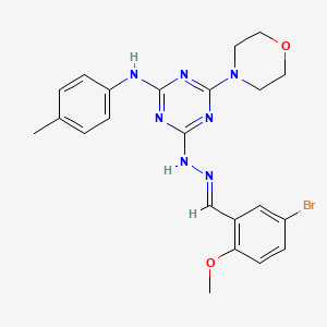 molecular formula C22H24BrN7O2 B11555194 4-[(2E)-2-(5-bromo-2-methoxybenzylidene)hydrazinyl]-N-(4-methylphenyl)-6-(morpholin-4-yl)-1,3,5-triazin-2-amine 