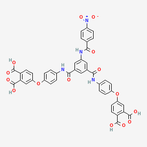 molecular formula C43H28N4O15 B11555215 4,4'-[(5-{[(4-Nitrophenyl)carbonyl]amino}benzene-1,3-diyl)bis(carbonyliminobenzene-4,1-diyloxy)]dibenzene-1,2-dicarboxylic acid 