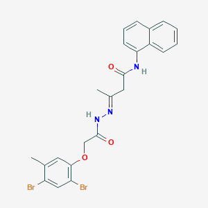 molecular formula C23H21Br2N3O3 B11555242 (3E)-3-{2-[(2,4-dibromo-5-methylphenoxy)acetyl]hydrazinylidene}-N-(naphthalen-1-yl)butanamide 