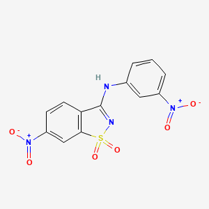 molecular formula C13H8N4O6S B11555250 6-nitro-N-(3-nitrophenyl)-1,2-benzothiazol-3-amine 1,1-dioxide 