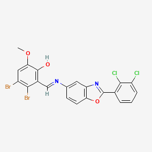 3,4-dibromo-2-[(E)-{[2-(2,3-dichlorophenyl)-1,3-benzoxazol-5-yl]imino}methyl]-6-methoxyphenol