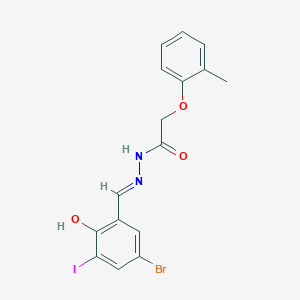 molecular formula C16H14BrIN2O3 B11555254 N'-[(E)-(5-bromo-2-hydroxy-3-iodophenyl)methylidene]-2-(2-methylphenoxy)acetohydrazide 