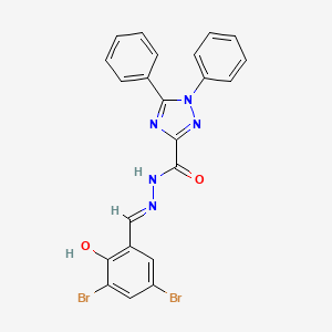 molecular formula C22H15Br2N5O2 B11555260 N'-[(E)-(3,5-dibromo-2-hydroxyphenyl)methylidene]-1,5-diphenyl-1H-1,2,4-triazole-3-carbohydrazide 