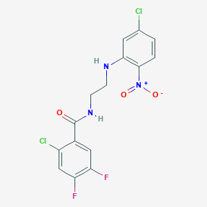 molecular formula C15H11Cl2F2N3O3 B11555284 2-chloro-N-{2-[(5-chloro-2-nitrophenyl)amino]ethyl}-4,5-difluorobenzamide 