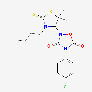 2-(3-Butyl-5,5-dimethyl-2-sulfanylidene-1,3-thiazolidin-4-yl)-4-(4-chlorophenyl)-1,2,4-oxadiazolidine-3,5-dione