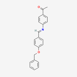 molecular formula C22H19NO2 B11555322 1-[4-({(E)-[4-(benzyloxy)phenyl]methylidene}amino)phenyl]ethanone 