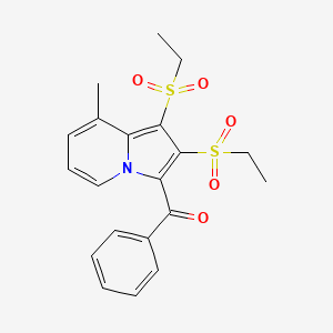 molecular formula C20H21NO5S2 B11555372 [1,2-Bis(ethylsulfonyl)-8-methylindolizin-3-yl](phenyl)methanone 