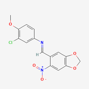 3-chloro-4-methoxy-N-[(E)-(6-nitro-1,3-benzodioxol-5-yl)methylidene]aniline