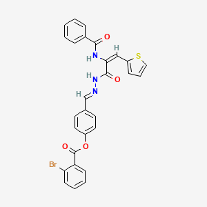 4-[(E)-{2-[(2E)-2-[(phenylcarbonyl)amino]-3-(thiophen-2-yl)prop-2-enoyl]hydrazinylidene}methyl]phenyl 2-bromobenzoate