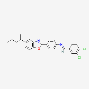 molecular formula C25H22Cl2N2O B11555428 N-[(E)-(3,4-dichlorophenyl)methylidene]-4-[5-(pentan-2-yl)-1,3-benzoxazol-2-yl]aniline 