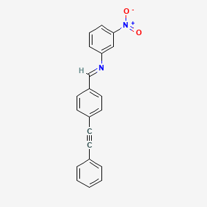 molecular formula C21H14N2O2 B11555445 3-nitro-N-{(E)-[4-(phenylethynyl)phenyl]methylidene}aniline 