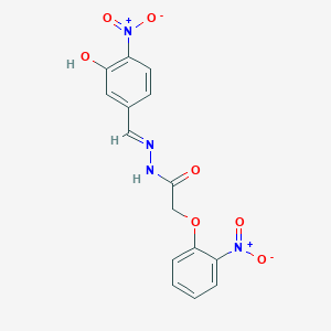 molecular formula C15H12N4O7 B11555451 N'-[(E)-(3-hydroxy-4-nitrophenyl)methylidene]-2-(2-nitrophenoxy)acetohydrazide 