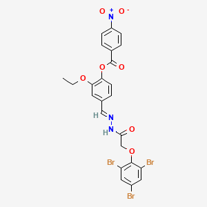 molecular formula C24H18Br3N3O7 B11555458 2-Ethoxy-4-[(E)-{[2-(2,4,6-tribromophenoxy)acetamido]imino}methyl]phenyl 4-nitrobenzoate 