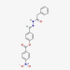 molecular formula C22H17N3O5 B11555461 4-{(E)-[2-(phenylacetyl)hydrazinylidene]methyl}phenyl 4-nitrobenzoate 