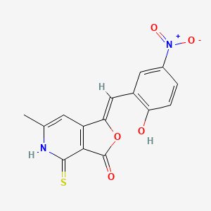 molecular formula C15H10N2O5S B11555480 (1Z)-1-(2-hydroxy-5-nitrobenzylidene)-6-methyl-4-thioxo-4,5-dihydrofuro[3,4-c]pyridin-3(1H)-one 