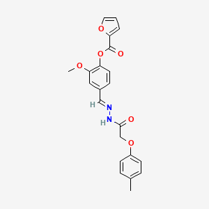 molecular formula C22H20N2O6 B11555526 2-methoxy-4-[(E)-{2-[(4-methylphenoxy)acetyl]hydrazinylidene}methyl]phenyl furan-2-carboxylate 