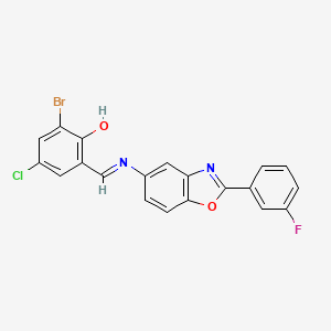 2-bromo-4-chloro-6-[(E)-{[2-(3-fluorophenyl)-1,3-benzoxazol-5-yl]imino}methyl]phenol