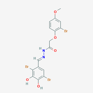 molecular formula C16H13Br3N2O5 B11555562 2-(2-bromo-4-methoxyphenoxy)-N'-[(E)-(2,5-dibromo-3,4-dihydroxyphenyl)methylidene]acetohydrazide 