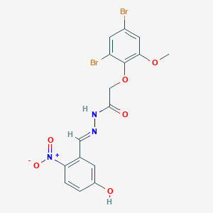 molecular formula C16H13Br2N3O6 B11555572 2-(2,4-dibromo-6-methoxyphenoxy)-N'-[(E)-(5-hydroxy-2-nitrophenyl)methylidene]acetohydrazide 