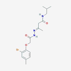 molecular formula C17H24BrN3O3 B11555636 (3E)-3-{2-[(2-bromo-4-methylphenoxy)acetyl]hydrazinylidene}-N-(2-methylpropyl)butanamide 