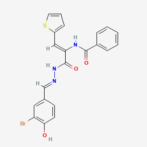 molecular formula C21H16BrN3O3S B11555645 N-[(1Z)-3-[(2E)-2-(3-bromo-4-hydroxybenzylidene)hydrazinyl]-3-oxo-1-(thiophen-2-yl)prop-1-en-2-yl]benzamide 