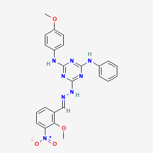 6-[(2E)-2-(2-methoxy-3-nitrobenzylidene)hydrazinyl]-N-(4-methoxyphenyl)-N'-phenyl-1,3,5-triazine-2,4-diamine