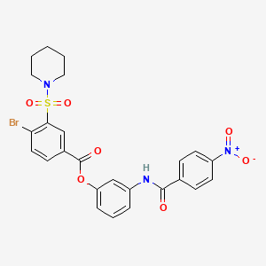 3-{[(4-Nitrophenyl)carbonyl]amino}phenyl 4-bromo-3-(piperidin-1-ylsulfonyl)benzoate