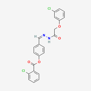 molecular formula C22H16Cl2N2O4 B11555681 4-[(Z)-{2-[(3-chlorophenoxy)acetyl]hydrazinylidene}methyl]phenyl 2-chlorobenzoate 