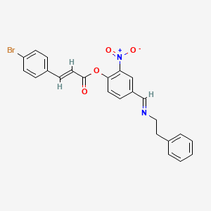 molecular formula C24H19BrN2O4 B11555697 2-Nitro-4-[(E)-[(2-phenylethyl)imino]methyl]phenyl (2E)-3-(4-bromophenyl)prop-2-enoate 