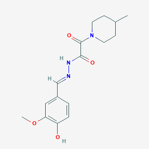 molecular formula C16H21N3O4 B11555721 N'-[(E)-(4-hydroxy-3-methoxyphenyl)methylidene]-2-(4-methylpiperidin-1-yl)-2-oxoacetohydrazide 