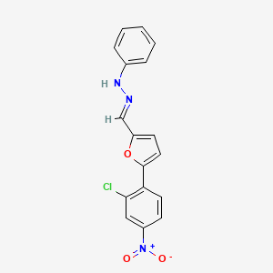 molecular formula C17H12ClN3O3 B11555727 (1E)-1-{[5-(2-chloro-4-nitrophenyl)furan-2-yl]methylidene}-2-phenylhydrazine 