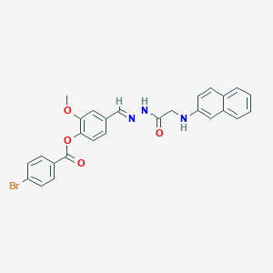 molecular formula C27H22BrN3O4 B11555772 2-Methoxy-4-[(E)-({2-[(naphthalen-2-YL)amino]acetamido}imino)methyl]phenyl 4-bromobenzoate 