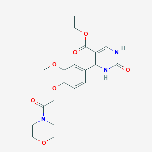 molecular formula C21H27N3O7 B11555773 Ethyl 4-{3-methoxy-4-[2-(morpholin-4-yl)-2-oxoethoxy]phenyl}-6-methyl-2-oxo-1,2,3,4-tetrahydropyrimidine-5-carboxylate 