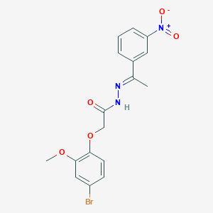 molecular formula C17H16BrN3O5 B11555784 2-(4-bromo-2-methoxyphenoxy)-N'-[(1E)-1-(3-nitrophenyl)ethylidene]acetohydrazide 