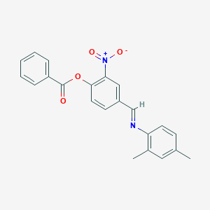 molecular formula C22H18N2O4 B11555860 4-[(E)-[(2,4-Dimethylphenyl)imino]methyl]-2-nitrophenyl benzoate 