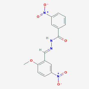 molecular formula C15H12N4O6 B11555868 N'-[(E)-(2-Methoxy-5-nitrophenyl)methylidene]-3-nitrobenzohydrazide 