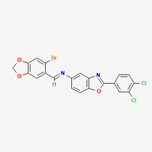 N-[(E)-(6-bromo-1,3-benzodioxol-5-yl)methylidene]-2-(3,4-dichlorophenyl)-1,3-benzoxazol-5-amine