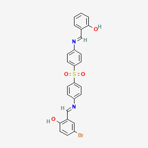 molecular formula C26H19BrN2O4S B11555897 4-bromo-2-[(E)-({4-[(4-{[(E)-(2-hydroxyphenyl)methylidene]amino}phenyl)sulfonyl]phenyl}imino)methyl]phenol 