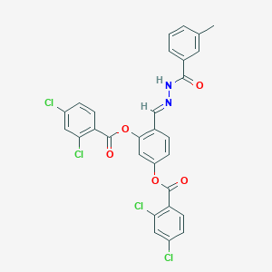 3-(2,4-Dichlorobenzoyloxy)-4-[(E)-{[(3-methylphenyl)formamido]imino}methyl]phenyl 2,4-dichlorobenzoate