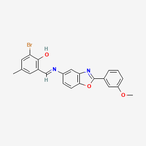 molecular formula C22H17BrN2O3 B11555970 2-bromo-6-[(E)-{[2-(3-methoxyphenyl)-1,3-benzoxazol-5-yl]imino}methyl]-4-methylphenol 