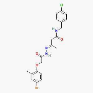 (3E)-3-{2-[(4-bromo-2-methylphenoxy)acetyl]hydrazinylidene}-N-(4-chlorobenzyl)butanamide