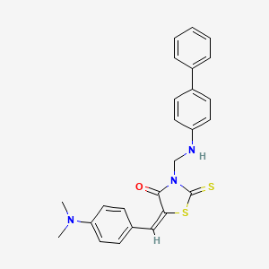 (5E)-3-[(biphenyl-4-ylamino)methyl]-5-[4-(dimethylamino)benzylidene]-2-thioxo-1,3-thiazolidin-4-one