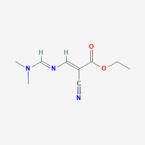 Propenoic acid, 2-cyano-3-dimethylaminomethylenamino-, ethyl ester