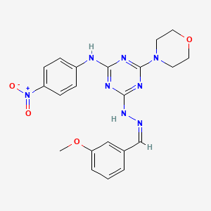 molecular formula C21H22N8O4 B11556106 4-[(2Z)-2-(3-methoxybenzylidene)hydrazinyl]-6-(morpholin-4-yl)-N-(4-nitrophenyl)-1,3,5-triazin-2-amine 