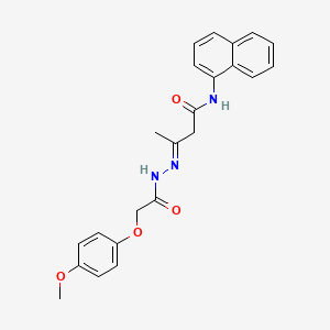 molecular formula C23H23N3O4 B11556139 (3E)-3-{2-[(4-methoxyphenoxy)acetyl]hydrazinylidene}-N-(naphthalen-1-yl)butanamide 