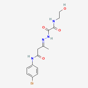 (3E)-N-(4-bromophenyl)-3-(2-{[(2-hydroxyethyl)amino](oxo)acetyl}hydrazinylidene)butanamide