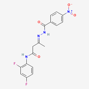 (3E)-N-(2,4-difluorophenyl)-3-{2-[(4-nitrophenyl)carbonyl]hydrazinylidene}butanamide