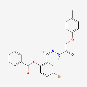 molecular formula C23H19BrN2O4 B11556151 4-bromo-2-[(Z)-{2-[(4-methylphenoxy)acetyl]hydrazinylidene}methyl]phenyl benzoate 