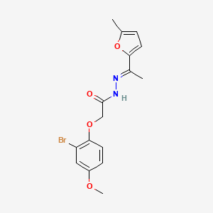 molecular formula C16H17BrN2O4 B11556165 2-(2-bromo-4-methoxyphenoxy)-N'-[(1E)-1-(5-methylfuran-2-yl)ethylidene]acetohydrazide 