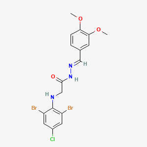 molecular formula C17H16Br2ClN3O3 B11556170 2-[(2,6-Dibromo-4-chlorophenyl)amino]-N'-[(E)-(3,4-dimethoxyphenyl)methylidene]acetohydrazide 